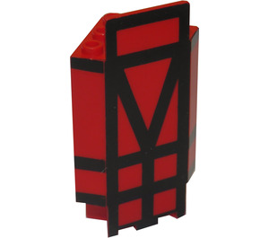 LEGO Red Panel 3 x 3 x 6 Corner Wall with Lines with Bottom Indentations (2345)