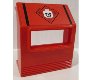 LEGO Rood Paneel 3 x 6 x 6 met Venster met Schedel Sticker (30288)