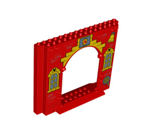 LEGO Red Panel 4 x 16 x 10 with Gate Hole with Fire Entrance (15626 / 78211)