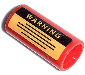 LEGO Red Pin Joiner Round with Warning Text  Sticker with Slot (29219)