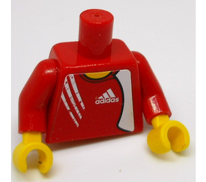 LEGO Punainen Tavallinen Vartalo jossa Punainen Käsivarret ja Keltainen Kädet jossa Adidas logo Punainen No. 11  Tarra (973)