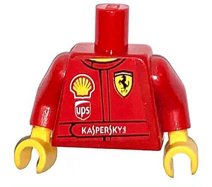 LEGO rot Schmucklos Torso mit rot Arme und Gelb Hände mit Shell & Ferrari Logo, UPS, Kaspersky Aufkleber (973)