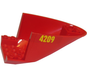 LEGO Rød Fly Bagerst 6 x 10 x 4 med "4209" Klistermærke (87616)