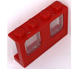 LEGO rot Flugzeug Fenster 1 x 4 x 2 mit Transparent Glas