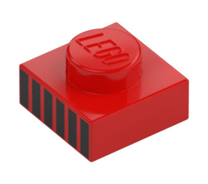 LEGO Red Plate 1 x 1 with Black Stripes (3024 / 106727)