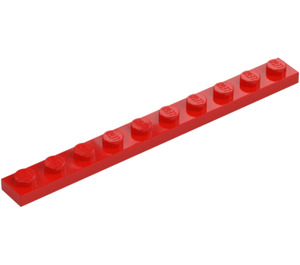 LEGO Rood Plaat 1 x 10 (4477)