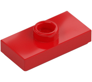 LEGO Red Plate 1 x 2 with 1 Stud (with Groove and Bottom Stud Holder) (15573 / 78823)