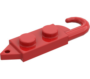 LEGO Red Plate 1 x 2 with Crane Hook Right (3127)