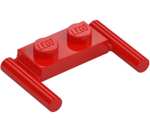 LEGO Rosso Piastra 1 x 2 con Maniglie (Maniglie basse) (3839)