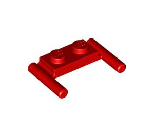 LEGO Rood Plaat 1 x 2 met Handgrepen (Lage handgrepen) (3839)