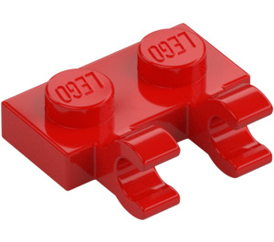 LEGO Rot Platte 1 x 2 mit Horizontal Clips (Clips mit flacher Vorderseite) (60470)