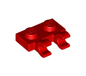 LEGO rouge assiette 1 x 2 avec Horizontal Clips (Ouvrir les clips 'O') (49563 / 60470)