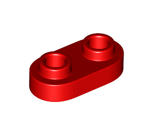 LEGO rot Platte 1 x 2 mit Gerundet Ends und Open Bolzen (35480)