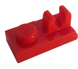 LEGO rot Platte 1 x 2 mit oben Clip mit Lücke (92280)