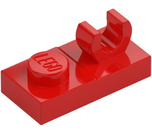 LEGO Rot Platte 1 x 2 mit oben Clip ohne Lücke (44861)