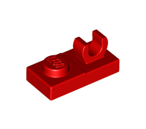 LEGO rot Platte 1 x 2 mit oben Clip ohne Lücke (44861)