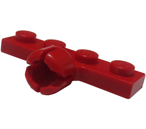 LEGO rot Platte 1 x 4 mit Kugelgelenkpfanne (Lang mit 4 Slots)