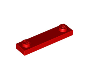 LEGO Red Plate 1 x 4 with Two Studs without Groove (92593)
