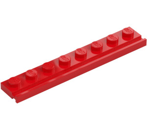 LEGO Red Plate 1 x 8 with Door Rail (4510)