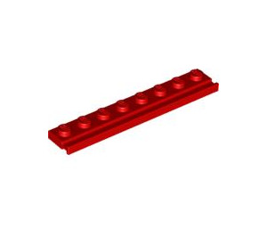 LEGO Red Plate 1 x 8 with Door Rail (4510)