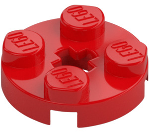 LEGO Rood Plaat 2 x 2 Rond met As gat (met 'X'-vormig asgat) (4032)