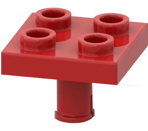 LEGO Rød Plate 2 x 2 med Bunn Stift (Ingen hull) (2476 / 48241)