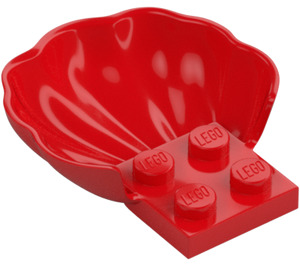 LEGO Red Plate 2 x 2 with Half Shell (18970)