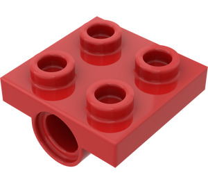 LEGO Rood Plaat 2 x 2 met Gat met dwarssteunen aan de onderzijde (10247)