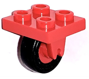 LEGO Röd Plate 2 x 2 with Wheel Holder and Red Wheel with Black Smooth Tire