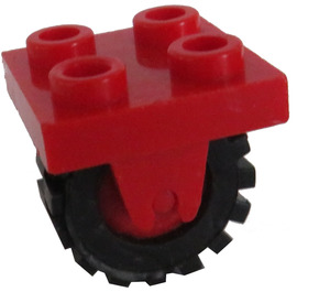 LEGO Red Plate 2 x 2 with Wheel Holder with Red Wheel and Black Tire Offset Tread