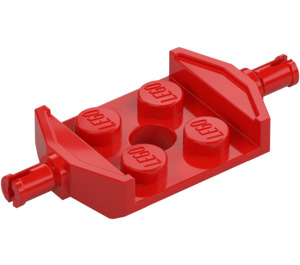 LEGO Rood Plaat 2 x 2 met Breed Wiel Holders (Versterkt) (11002 / 39767)