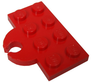 LEGO Red Plate 2 x 4 with Coupling for Removable Hook