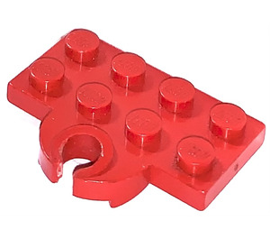 LEGO Red Plate 2 x 4 with Train Coupling Plate (Open)