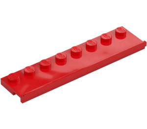 LEGO Red Plate 2 x 8 with Door Rail (30586)