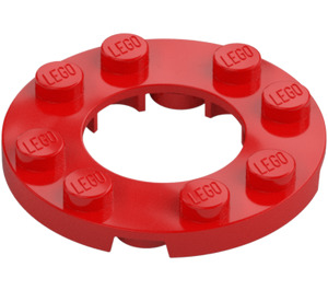 LEGO Rood Plaat 4 x 4 Rond met Uitsparing (11833 / 28620)