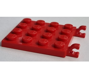 LEGO Punainen Levy 4 x 4 jossa Clips (Aukko klipseissä) (47998)