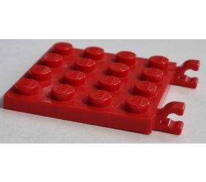 LEGO Red Plate 4 x 4 with Clips (Gap in Clips) (47998)