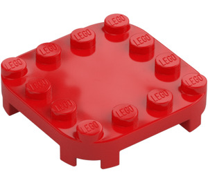 LEGO Rot Platte 4 x 4 x 0.7 mit Abgerundete Ecken und Empty Middle (66792)