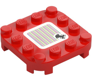 LEGO Red Plate 4 x 4 x 0.7 with Rounded Corners and Empty Middle with Throne Scanner Code (66792)