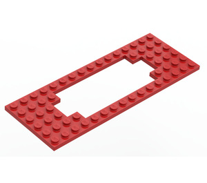 LEGO Red Plate 6 x 16 with Motor Cutout Type 2 (Large Cutout) (3058)