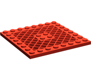 LEGO Red Plate 8 x 8 with Grille (No Hole in Center) (4151)