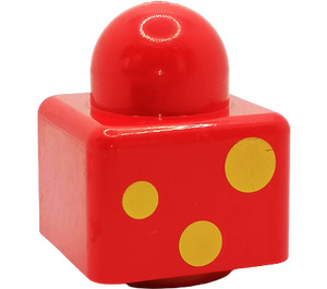 LEGO Rood Primo Steen 1 x 1 met 3 Geel Spots aan Tegenoverliggende zijden (31000 / 82406)