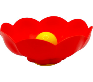 LEGO Red Primo Plant Waterlily 3 x 3 with 8 Rubber Petals and Yellow Center Stud