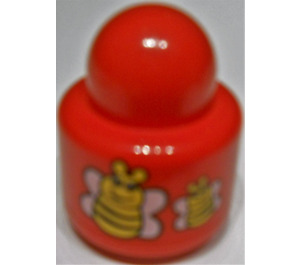 LEGO Red Primo Round Rattle 1 x 1 Brick with 4 bees (2 groups of 2 bees) (31005 / 75592)