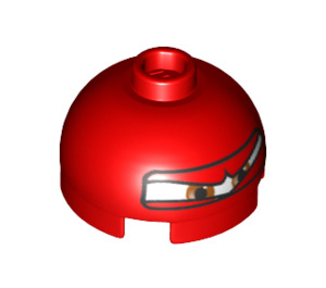 LEGO Rood Rond Steen 2 x 2 Dome Top (Undetermined Nop - To be deleted) met Ogen Squinting en F1 Helm (70626)