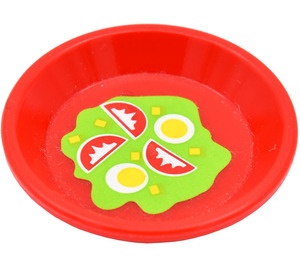 LEGO rouge Rond Dish avec Green Salad & Eggs Autocollant