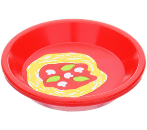 LEGO Red Round Dish with Pasta, Sauce, Mushrooms Sticker