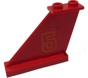 LEGO Rouge Aileron 1 x 3 x 4 avec '5' (La gauche) Autocollant (2340)