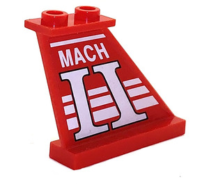 LEGO Rød Ror 1 x 3 x 4 med 'MACH II' Klistremerke (2340)