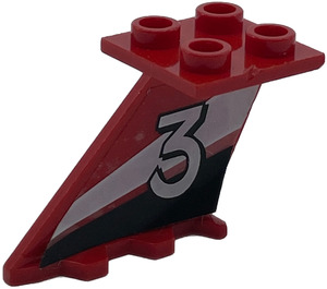 LEGO Rosso Timone 2 x 2 x 4 con Piastra con 3 Sinistra Adesivo (3479)